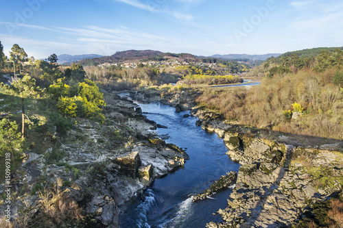 Minho river on the frontier between Spain and Portugal