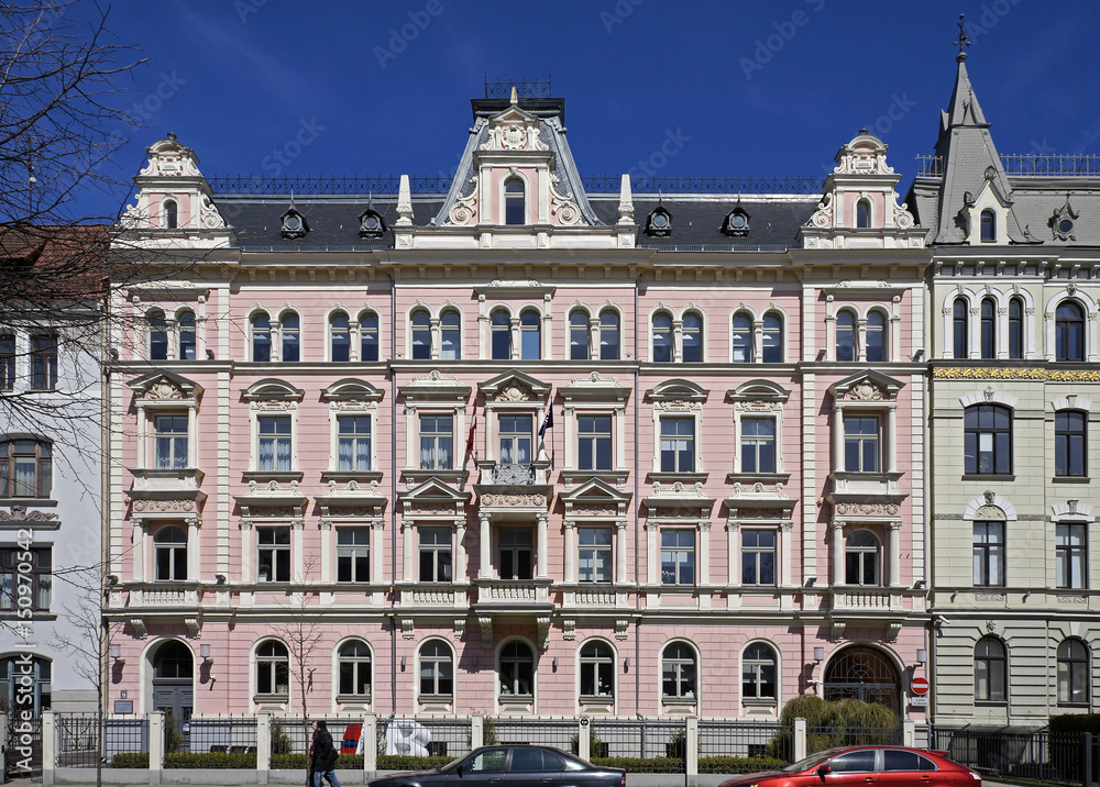 Riga, Elizabetes 15, building in the style of eclecticism, the ambassadorial quarter