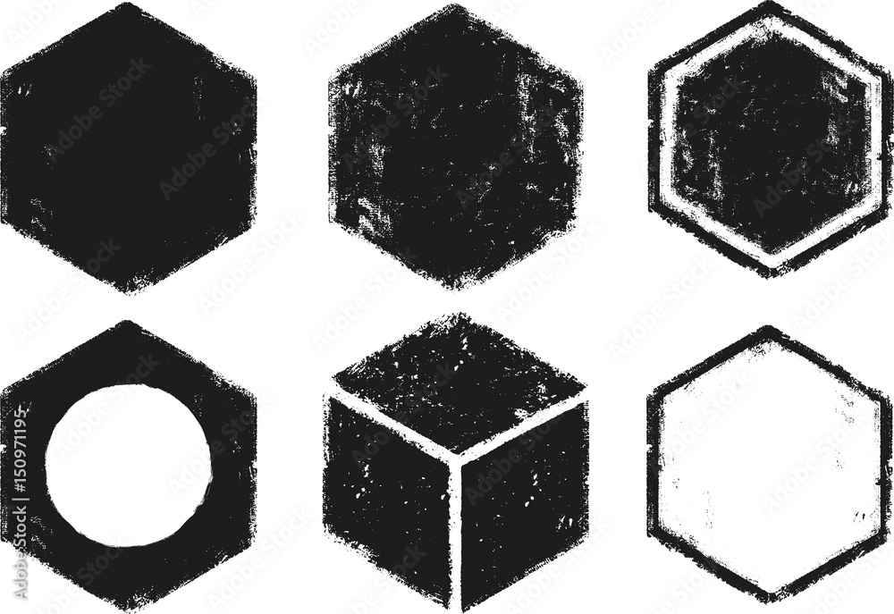 Rough Painted Hexagon shapes with slight canvas texture