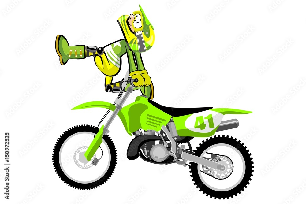 Motocross rider isolated over white backgrorund . Cartoon style. Motocross rider isolated over white backgrorund . Cartoon style.