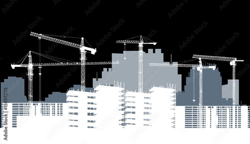 Obraz premium gray and white house building isolated on black