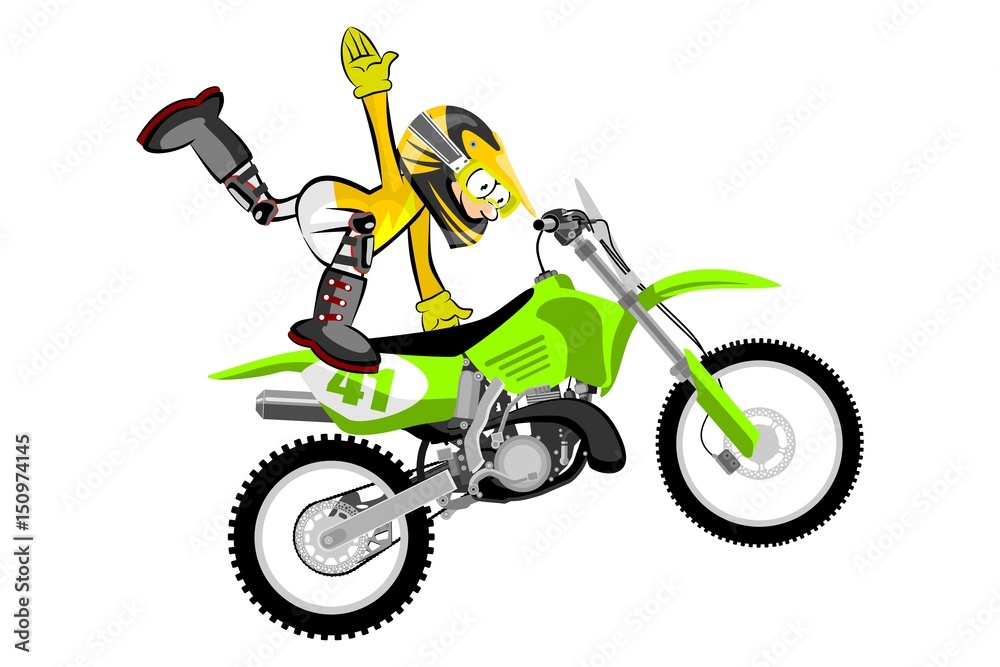 Motocross rider isolated over white backgrorund . Cartoon style. Motocross rider isolated over white backgrorund . Cartoon style.