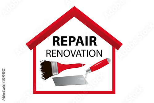 Icon for home renovation and construction. The logo for the business. House with tools. Vector