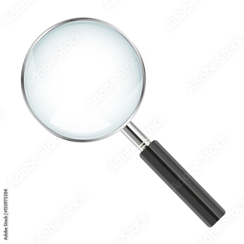 Realistic vector magnifier isolated on white background