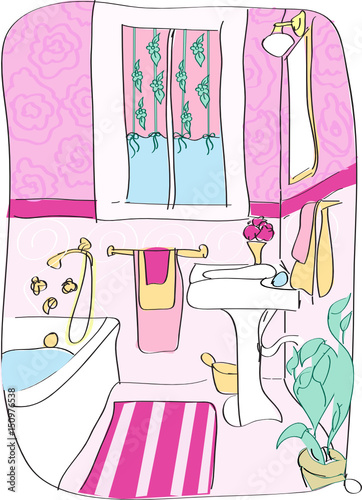 Cartoon Bathroom. Illustration for your design.