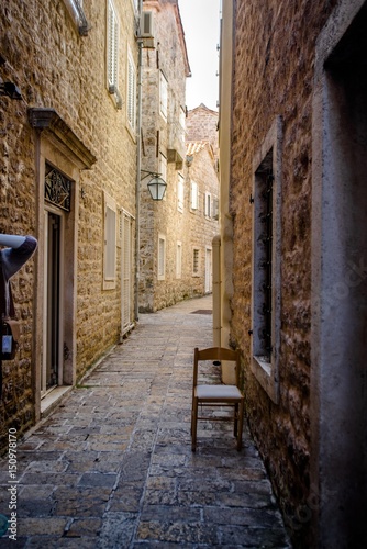 A narrow street in the old part of Budva 