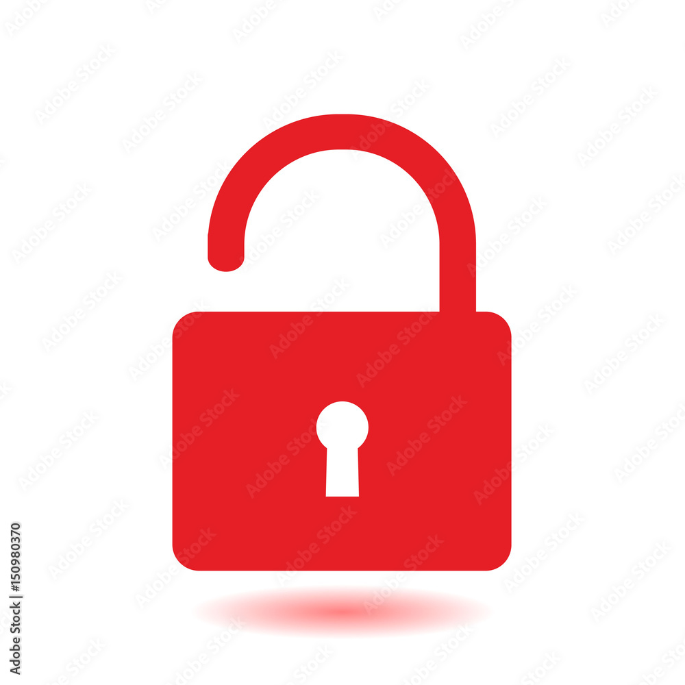 Unlock icon. Flat design style. Access to the user. Unlock icon. Flat design style. Access to the user.