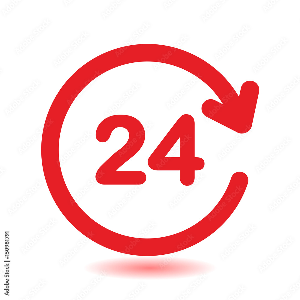 Open around the clock hours a day icon. Open around the clock hours a day icon.