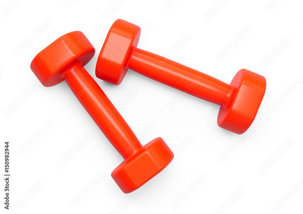 3D rendering Dumbbells for sports isolated on white background 3D rendering Dumbbells for sports isolated on white background