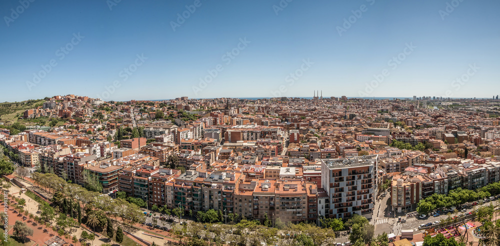 Barcelona city view from Santa Colomna hill