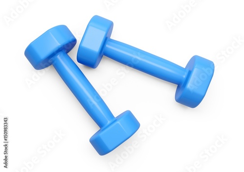 3D rendering Dumbbells for sports isolated on white background