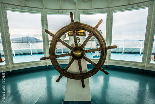 Ship steer in control room photo