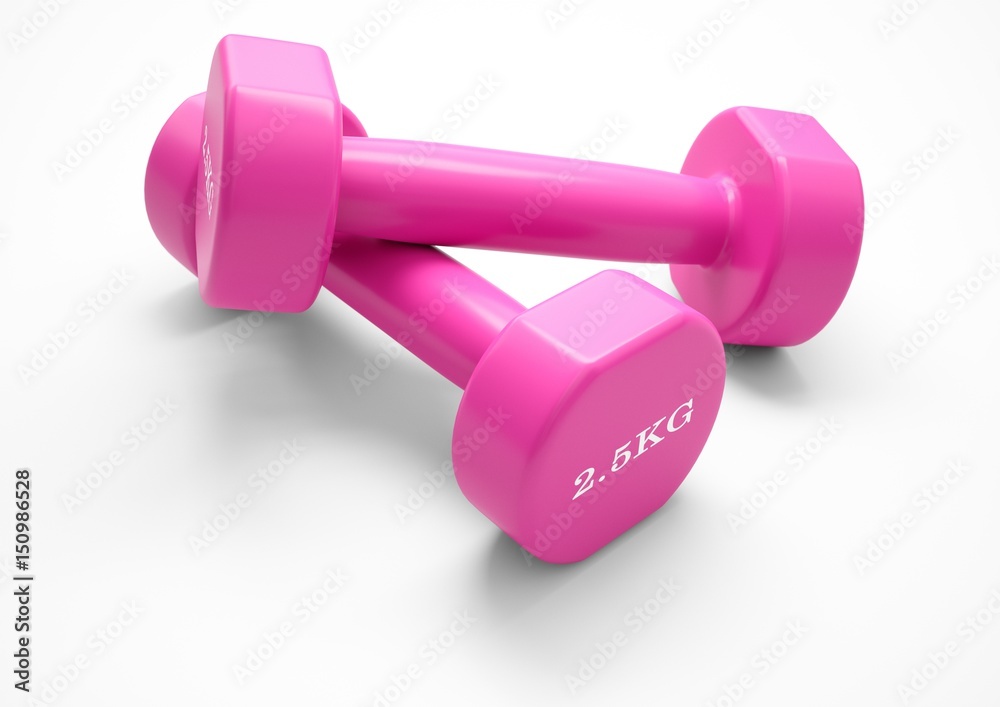 3D rendering Dumbbells for sports isolated on white background 3D rendering Dumbbells for sports isolated on white background
