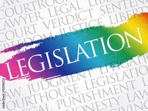Legislation word cloud collage, business concept background