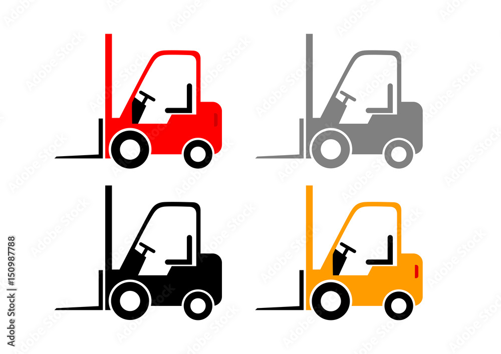 Forklift truck vector icons