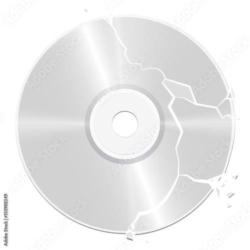 Broken, damaged CD - isolated vector illustration on white background.