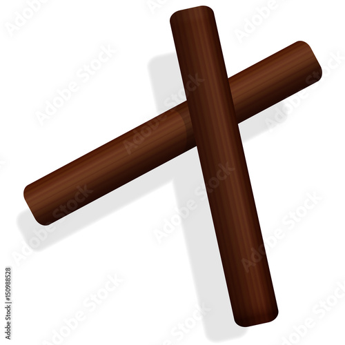 Claves - musical percussion instrument of dark wood - isolated three-dimensional realistic vector illustration on white background.