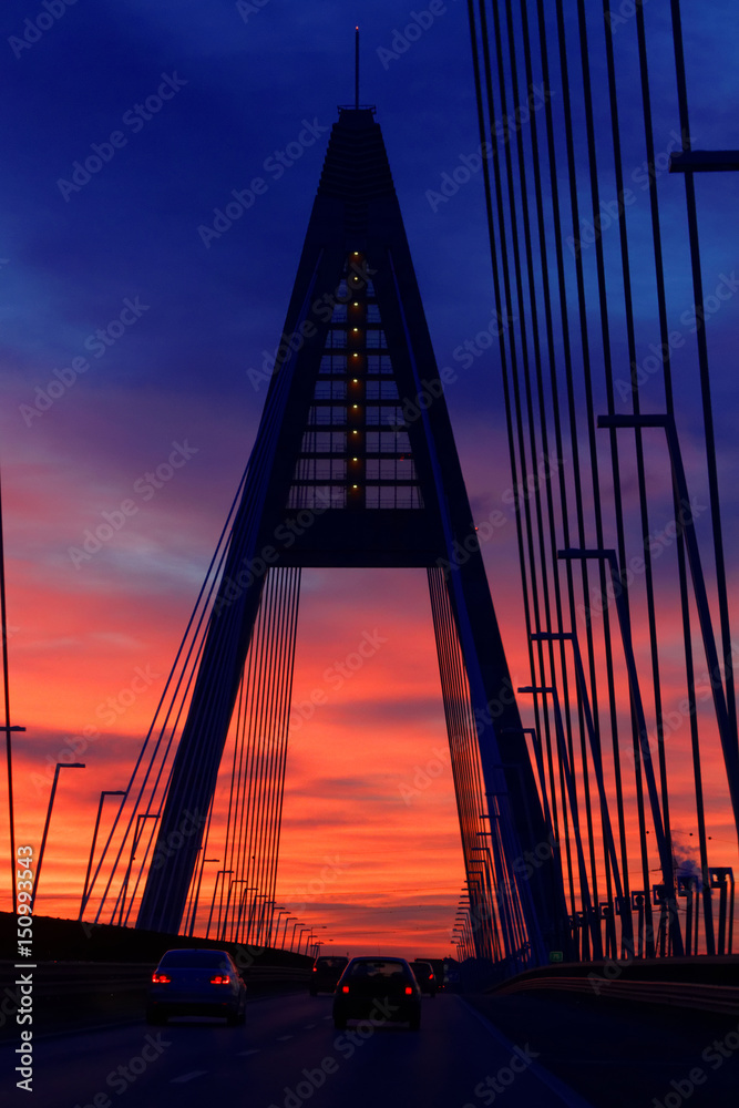 Highway bridge with dawn light