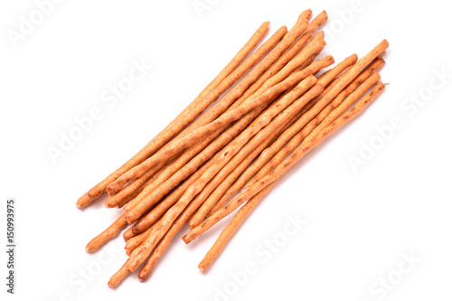 Bunch of pretzel sticks isolated on white