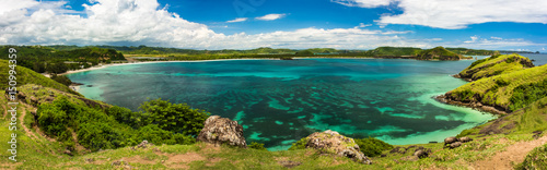 Panoramic view of the azure coral bay and pasture slope, Indonesia photo