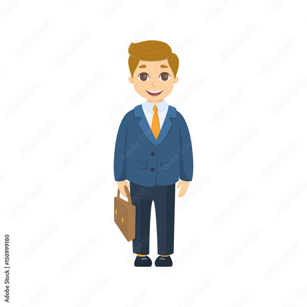 Isolated cartoon businessman in suit and with briefcase on white background. Isolated cartoon businessman in suit and with briefcase on white background.