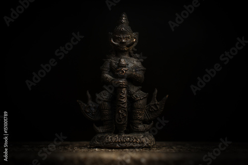 Thai Amulet, Thao Wes Suwan Bronze Statue. Worship for Fortune money and Prosperity photo