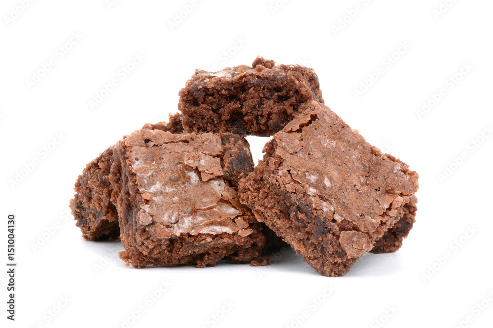 baked brownies on a white background