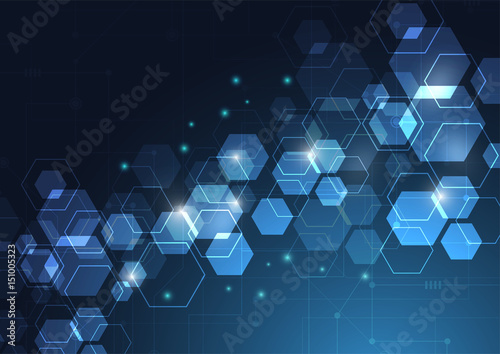 Blue hexagonal abstract technology background. Vector Illustration