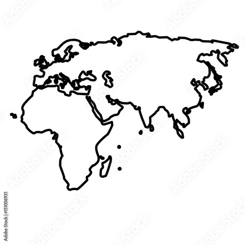 outline map european african and asian continent vector illustration