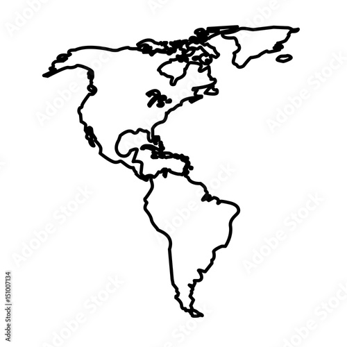 map north and south america location line vector illustration