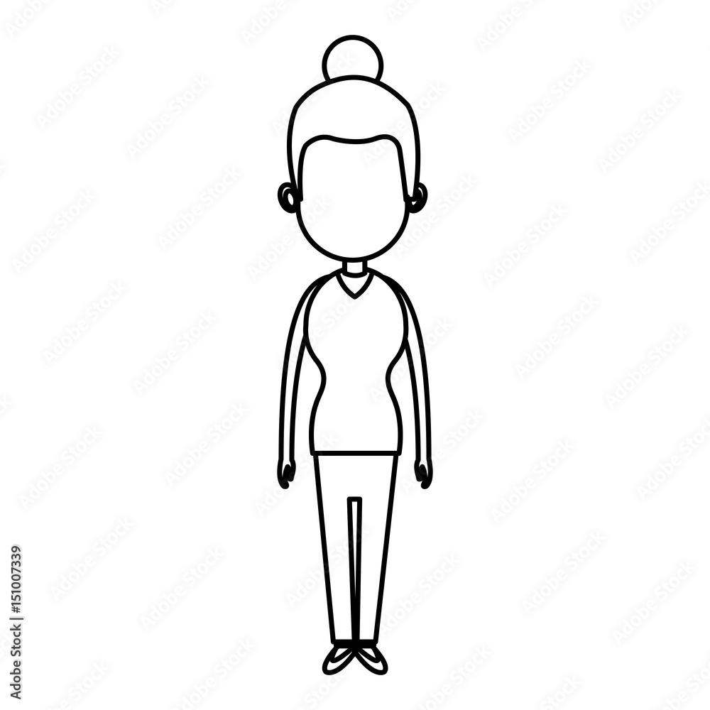 people woman character standing line vector illustration people woman character standing line vector illustration