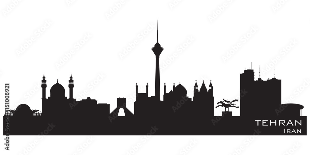 Tehran Iran city skyline vector silhouette