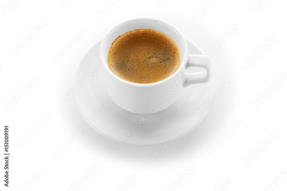Fototapeta premium coffee isolated on a white wooden table