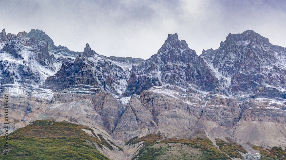 Pointed Snowy Mountains Patagonia Landscape El Chalten Argentina