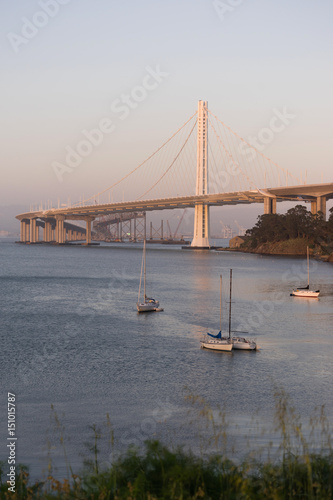 Bay Bridge San Francisco Treasure Island California Harbor Sailboats