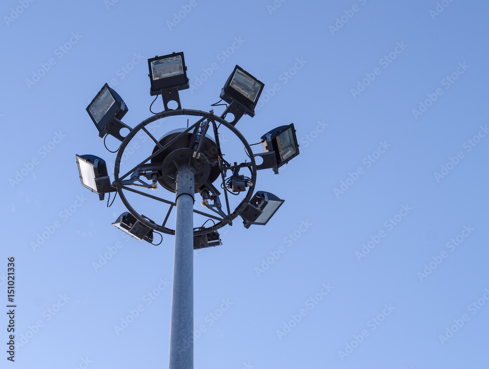 The spotlights on the high pole The spotlights on the high pole
