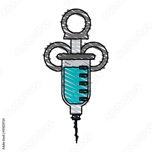 color crayon stripe cartoon syringe with dental anesthesia vector illustration