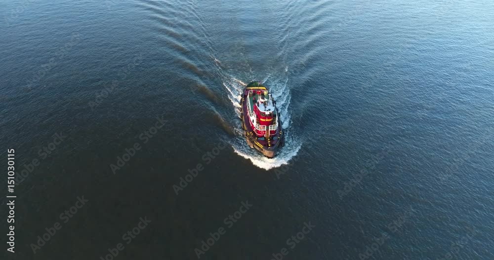 Aerial View of Tugboat Delaware River Philadelphia PA.