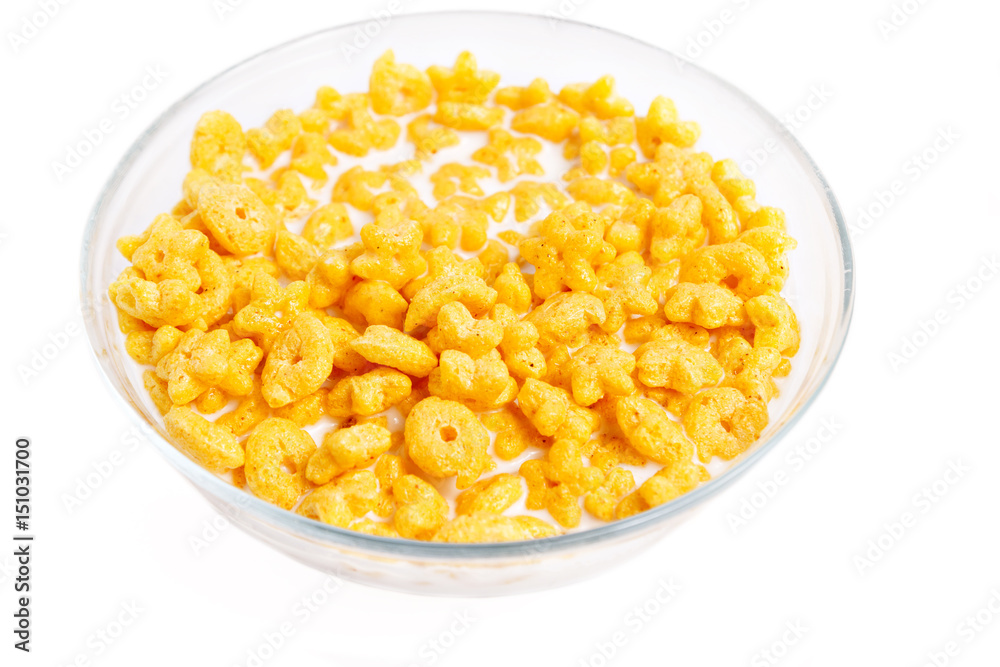 Flakes with milk, corn breakfast Flakes with milk, corn breakfast