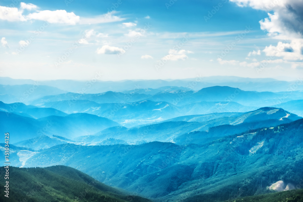 Fototapeta premium Blue mountains and hills