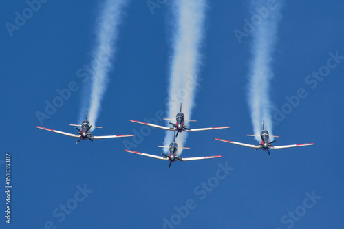 Synchronized flight of 4 planes in the team during Israeli 69st independent day 