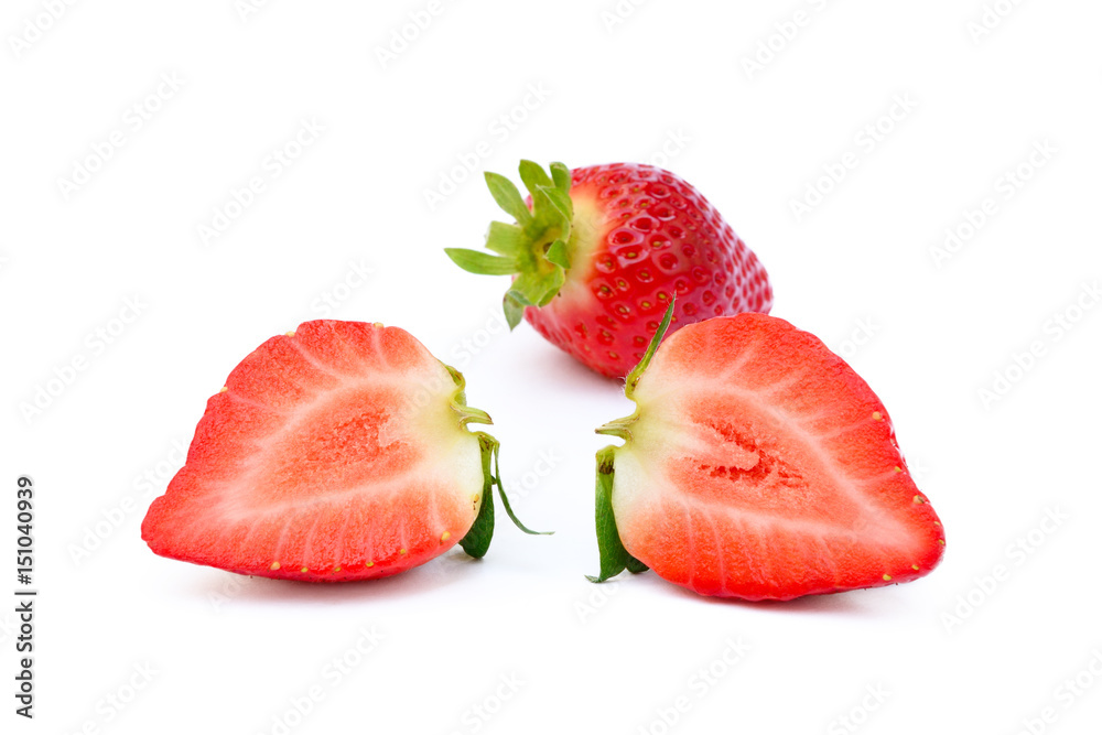 Fresh red strawberries isolated on a white background Fresh red strawberries isolated on a white background
