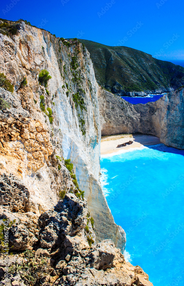 Zakynthos Island - Navagio beach and the shipwreck view from the hill Zakynthos Island - Navagio beach and the shipwreck view from the hill