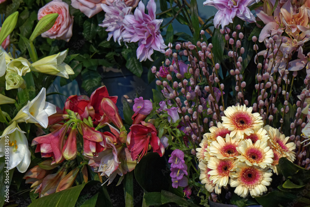 a heap of colorful flowers a heap of colorful flowers