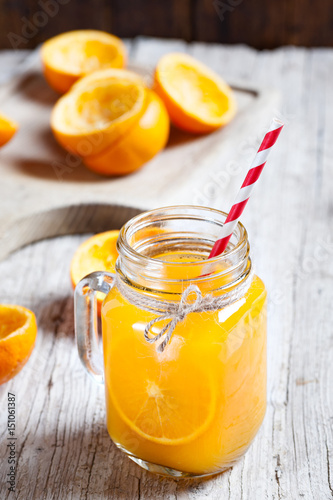 fresh juice of Orange isolated on white background.