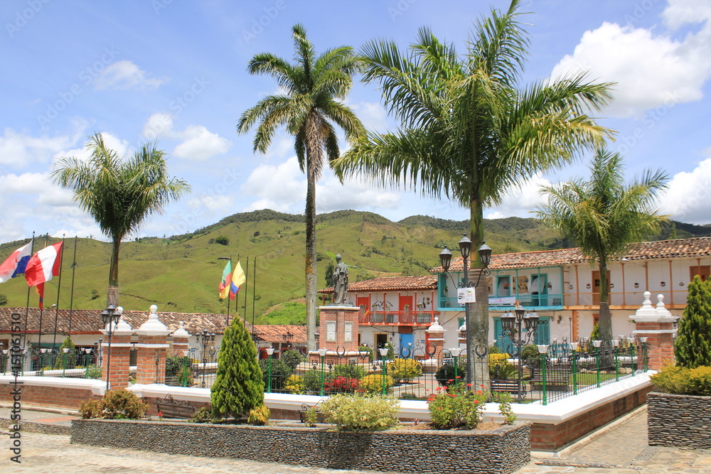 Panorámica del parque principal. Concepción, Antioquia, Colombia.