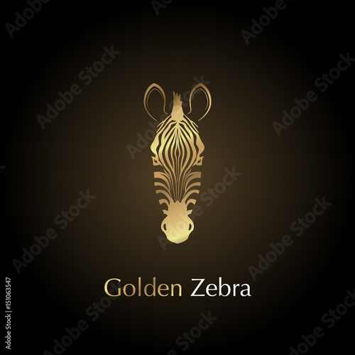 Logo golden head of a zebra. 