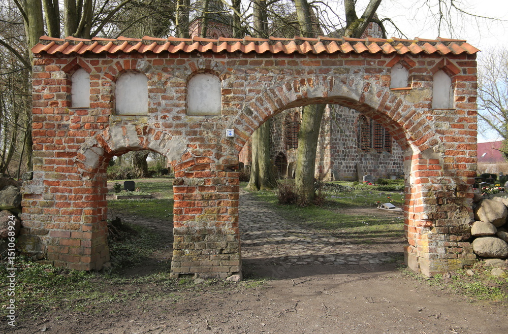 Portal of cemetery in Gross Kiesow, Mecklenburg-Vorpommern, Germany Portal of cemetery in Gross Kiesow, Mecklenburg-Vorpommern, Germany
