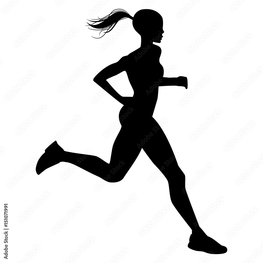 female running silhouette Stock Photo Adobe Stock