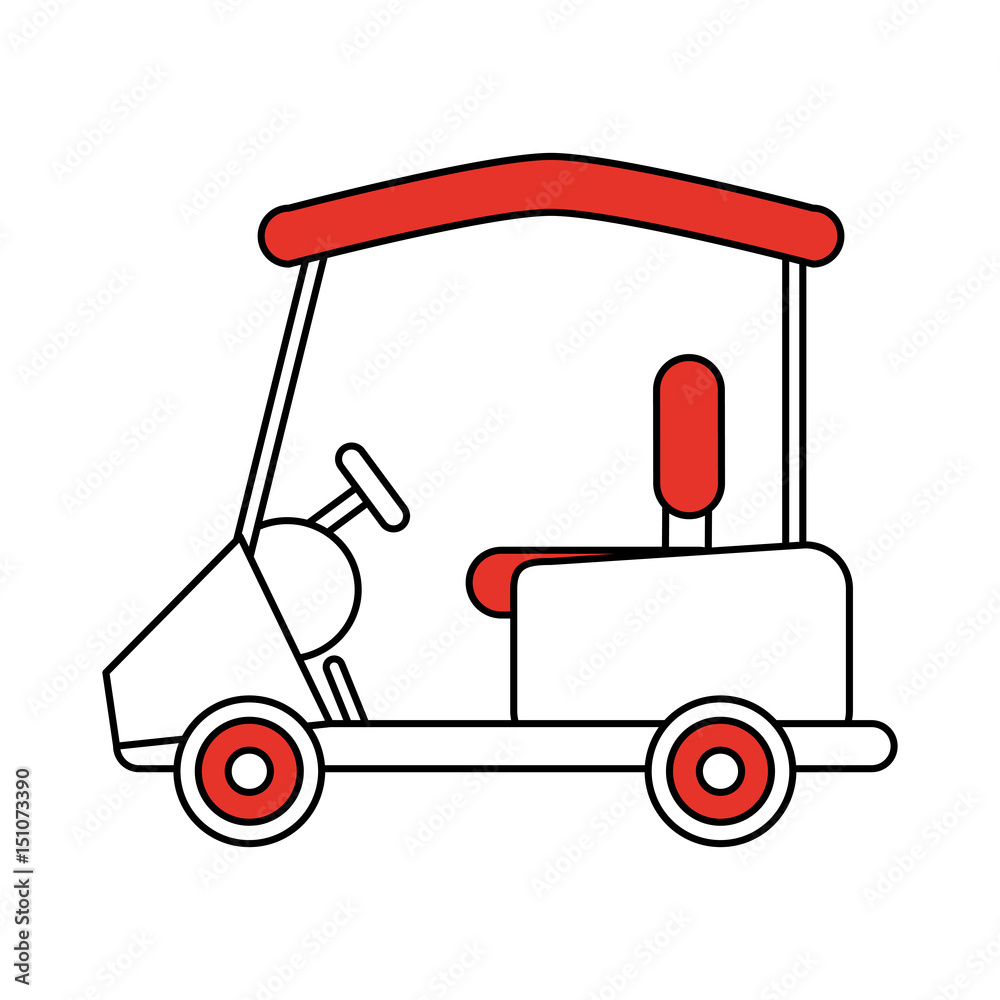 color silhouette cartoon golf cart vehicle vector illustration